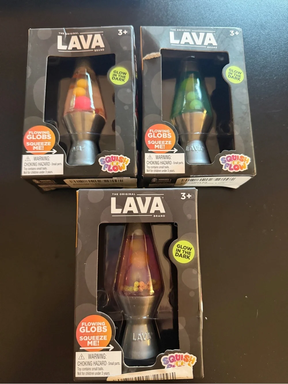 All 3 Colors New Schylling Squish 'n Flow Original Lava Lamp Glow Dark Squishy